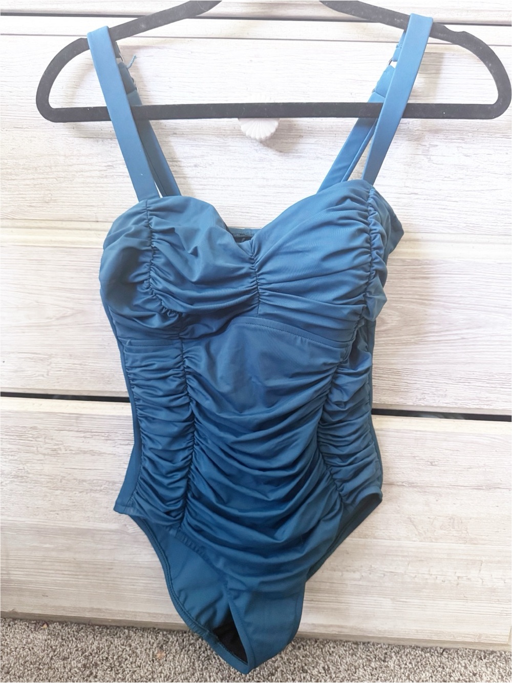 Aqua Green Teal Ruched One-Piece Swimsuit